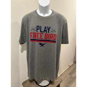 BreakingT Play Free Bird Graphic T-Shirt Short Sleeve Mens L Gray Hockey Tee NWT